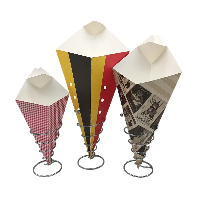 french fries paper cone chips egg waffle packaging boxes