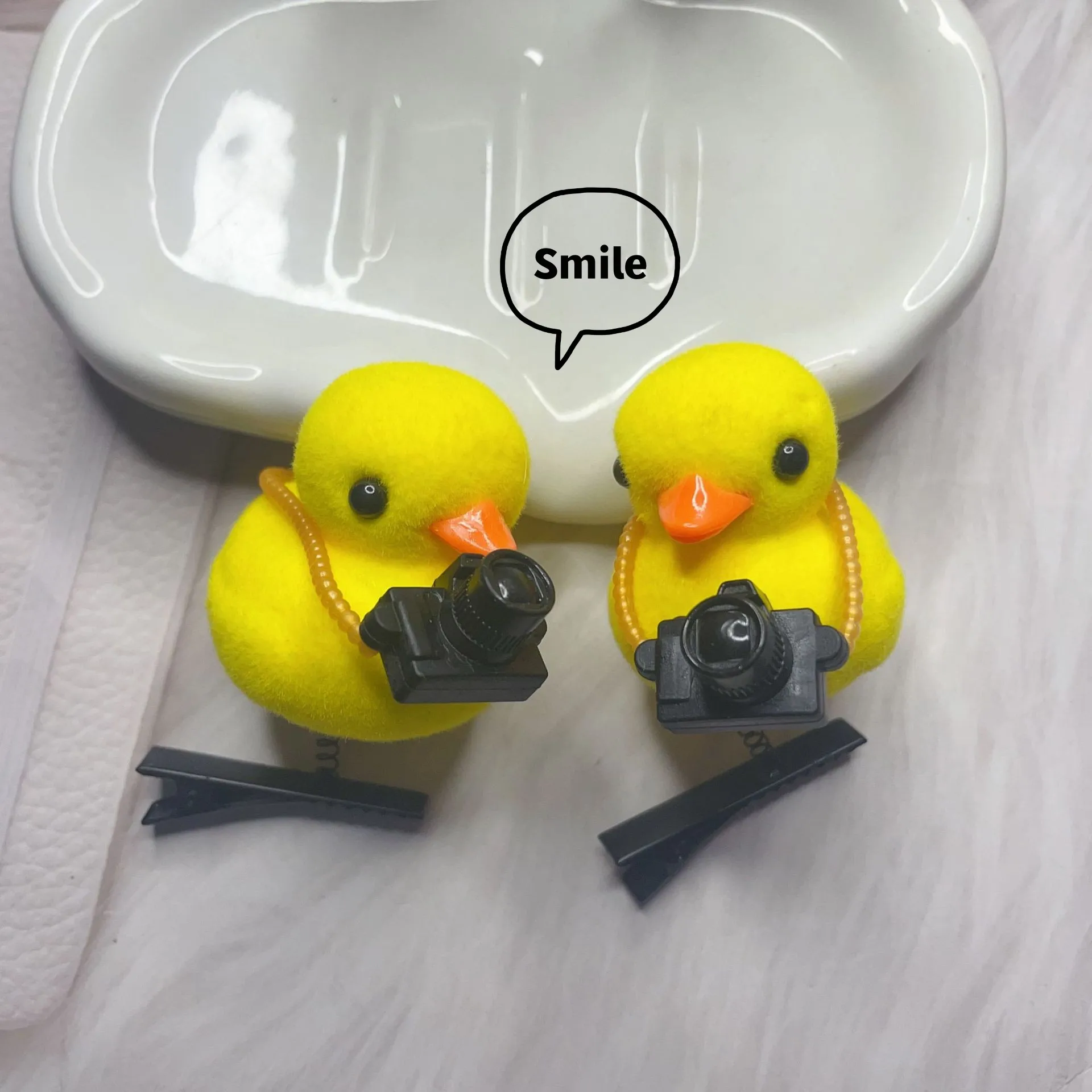 Hot Yellow Duck Spring Hair Clip Cartoon Chicken With Camera Spring Hairpin Hairgrips For Party