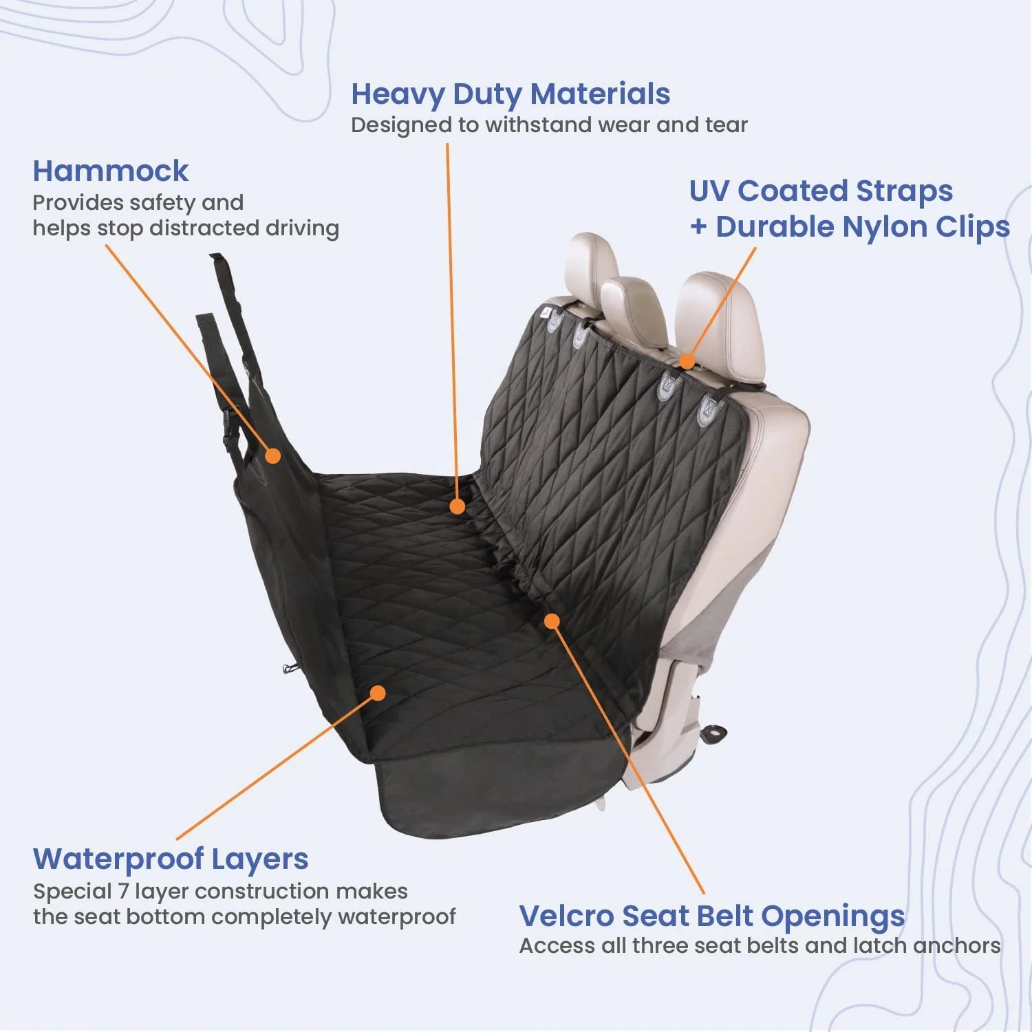 Wholesale Manufacturer 100% Waterproof Dog Car Seat Hammock Cover with Side Flaps Scratch-proof Pad Protector 4 Layers Oxford