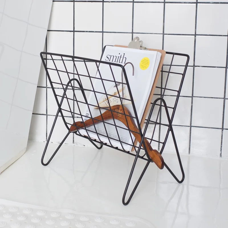 Metal New Design Eco Friendly Newspaper Office Living Room Wholesale Book Shelf Magazine Holder Rack