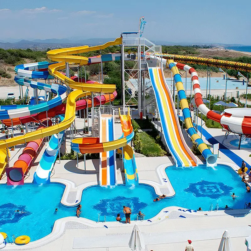 Spiral Slide for Outdoor Water Playground and Aqua Park Installations, Designed for Maximum Durability