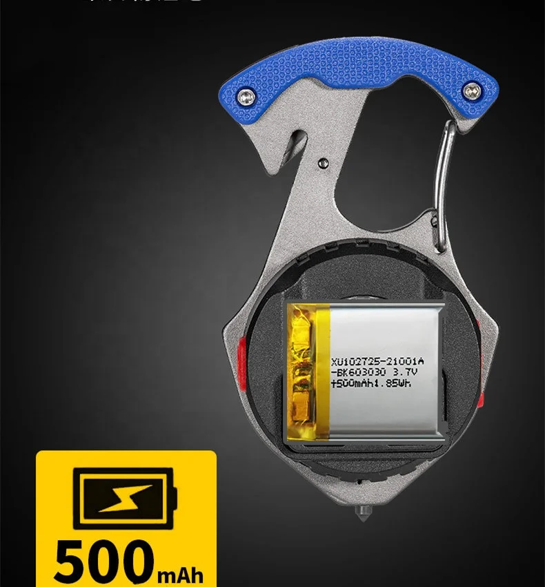 Rechargeable 7 Modes Mini Magnetic Torch Light Emergency Multifunctional Tools Keychain Flashlight With Cigarette Lighter