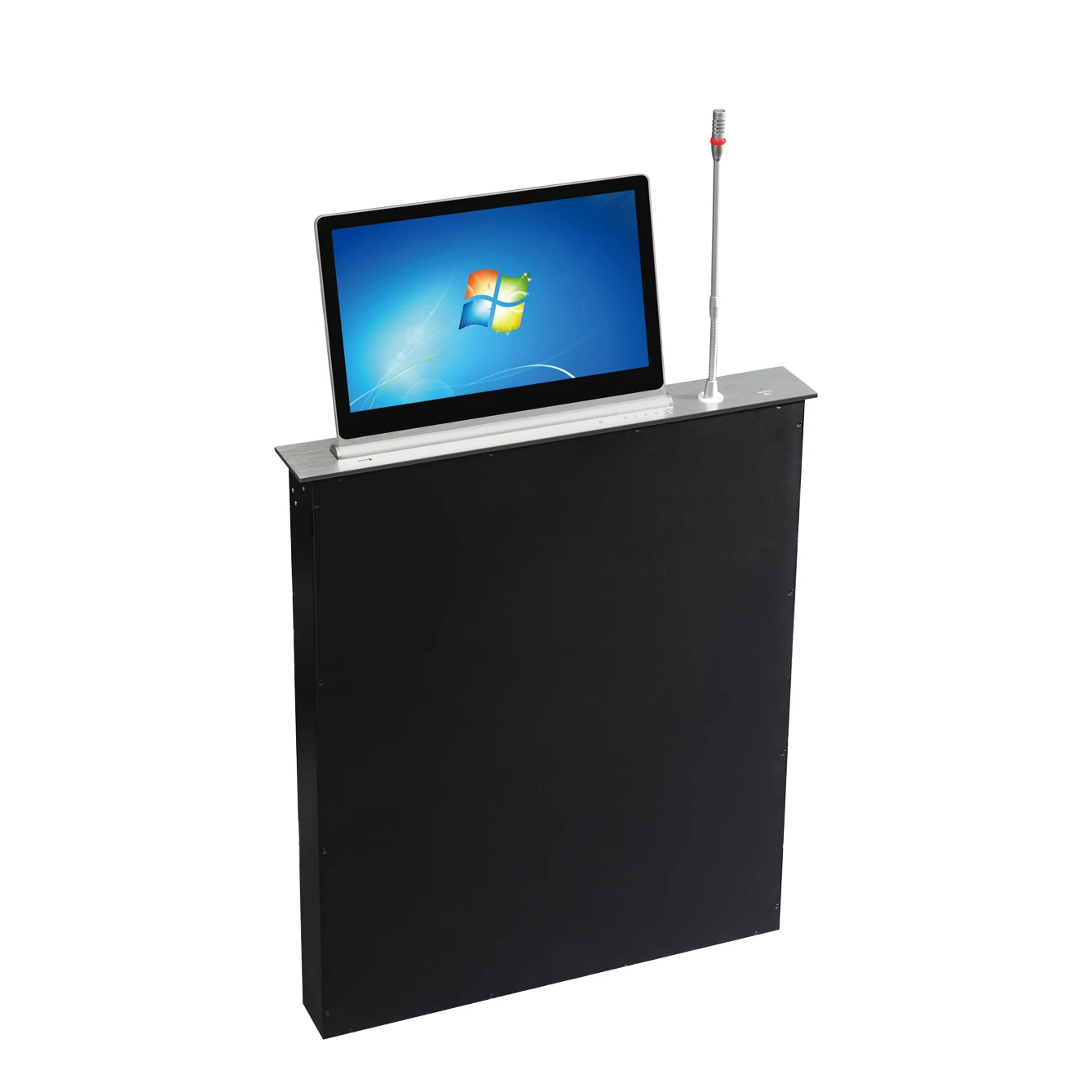 New arrival Motorized  pop up Lcd monitor lift with Microphone for paperless conference system equipment