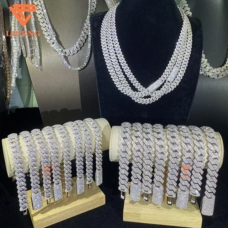 925 Sterling Silver Iced out VVS Moissanite Diamond Pendant Fashion Jewelry Hip Hop Cuban Link Chain Men Gold Plated White Gold