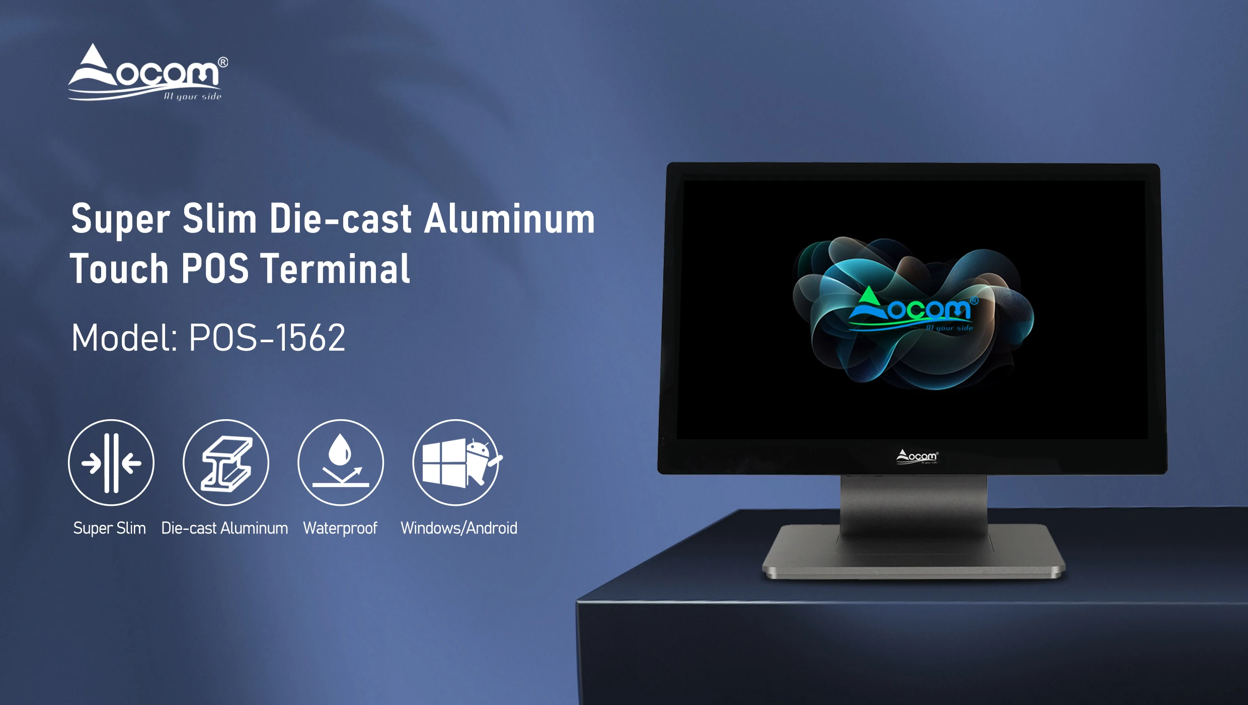 POS-1562 OCOM Супер тонкий водонепроницаемый 15 6 дюймов алюминиевый кассовый аппарат Windows Android розничная продажа решение сенсорный экран Pos система