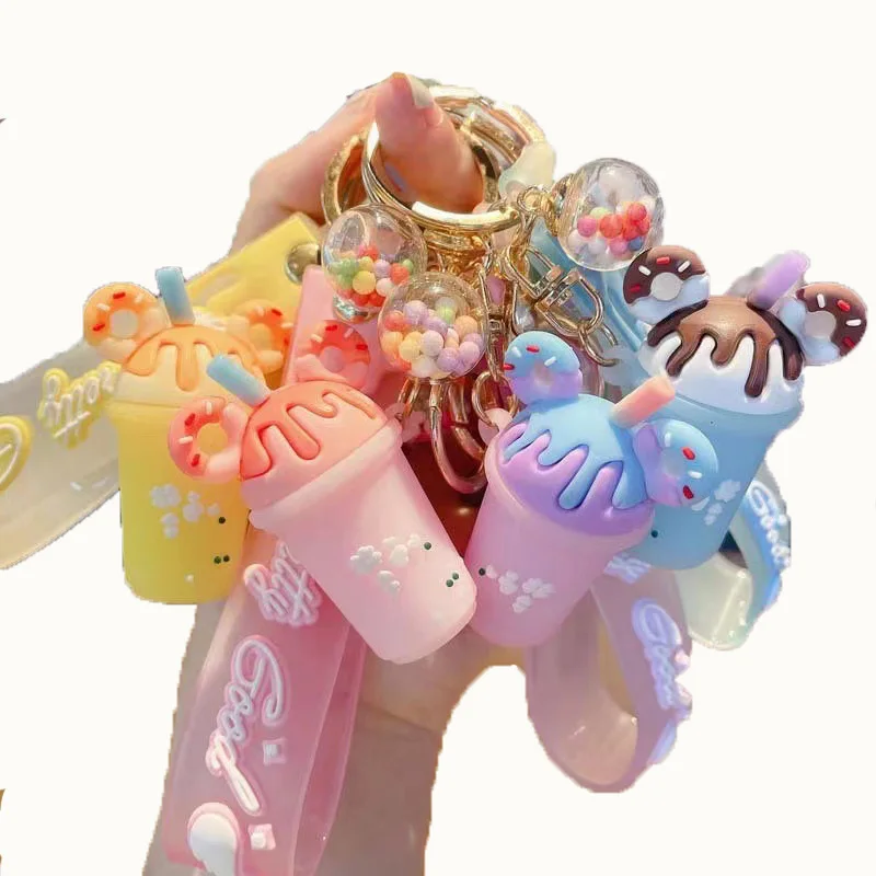 Promotional kids girls gifts creative cartoon cute charm ice cream keychain