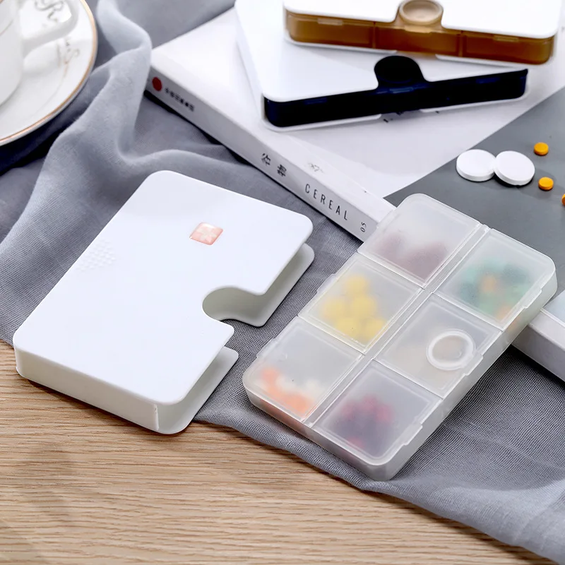 NBBLUESKY Portable Medicine Pill Box 6 Compartments Drawer Type Travel Pill Case Dosage Vitamins Cod Liver Oil Other Supplements