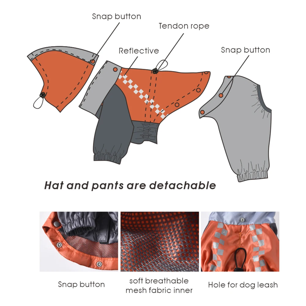 High Quality Nylon Mesh Classic Plaid Pet Rain Coat Jacket Rain Poncho Lightweight Dog Raincoat