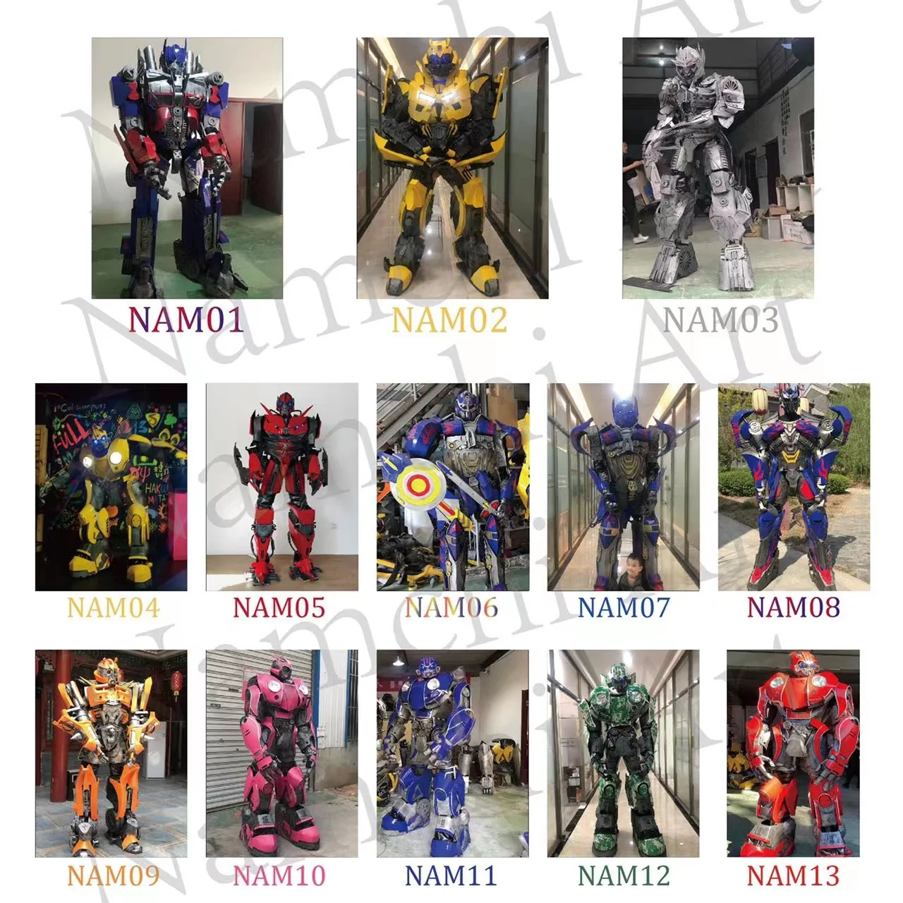 Guangzhou Factory Life Size Huge Size Auto Spare Parts Make Money Robot Costume For Adversting VR Shop Business Stage Led