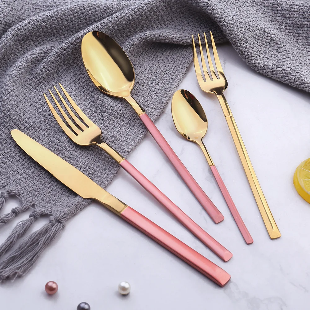 Luxury Gold Cutlery Stainless Steel Set Black Knife Fork Spoon Silverware Flatware Knife Fork Spoon Silverware Flatware