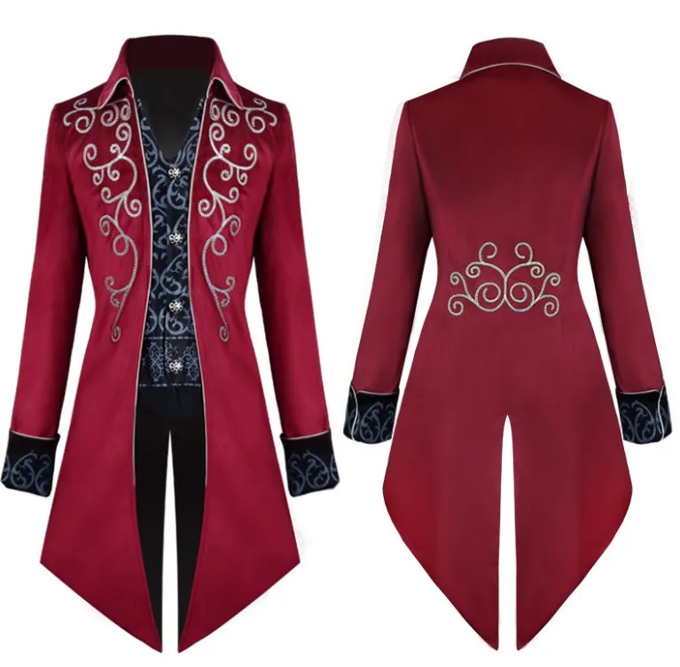 Men Medieval Victorian Costume Tuxedo Gentlemen Tailcoat Gothic Steampunk Trench Vintage Frock Outfit Coat for Men