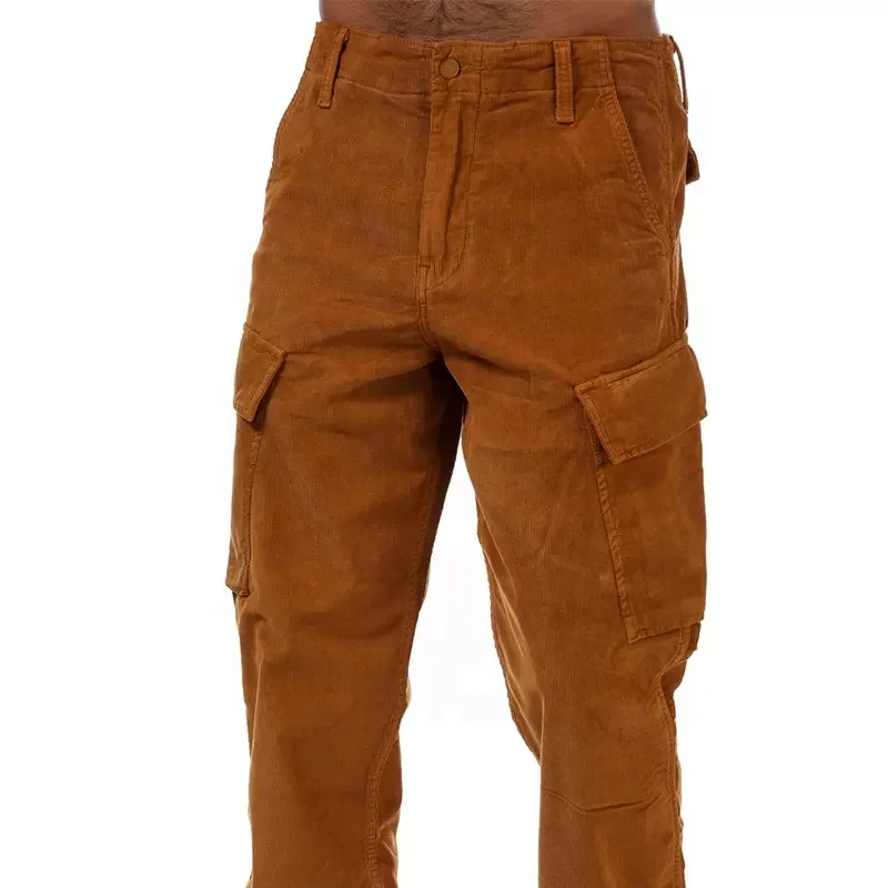 Wholesale Hot Selling High Waist Cotton Casual Long Corduroy Pants Custom Logo Cargo Pants Men
