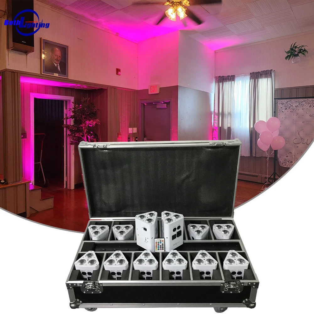 Both Battery dj lights 3x18w 6 in 1 RGBW UV LED Uplights Stage Par Party Operated Wireless Par Wedding Dj Up lighting