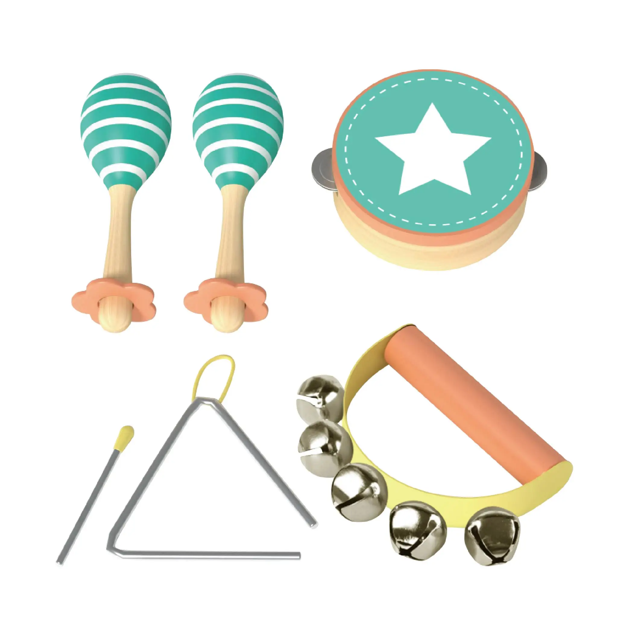 Handheld bells musical instrument wooden musical instrument drum rattle percussion music toys