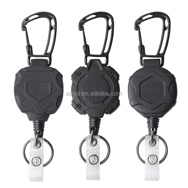 Retractable Keychain Heavy Duty Carabiner Badge Holder Tactical ID Badge Reel with 31.5 Inch Steel Retractable Cord
