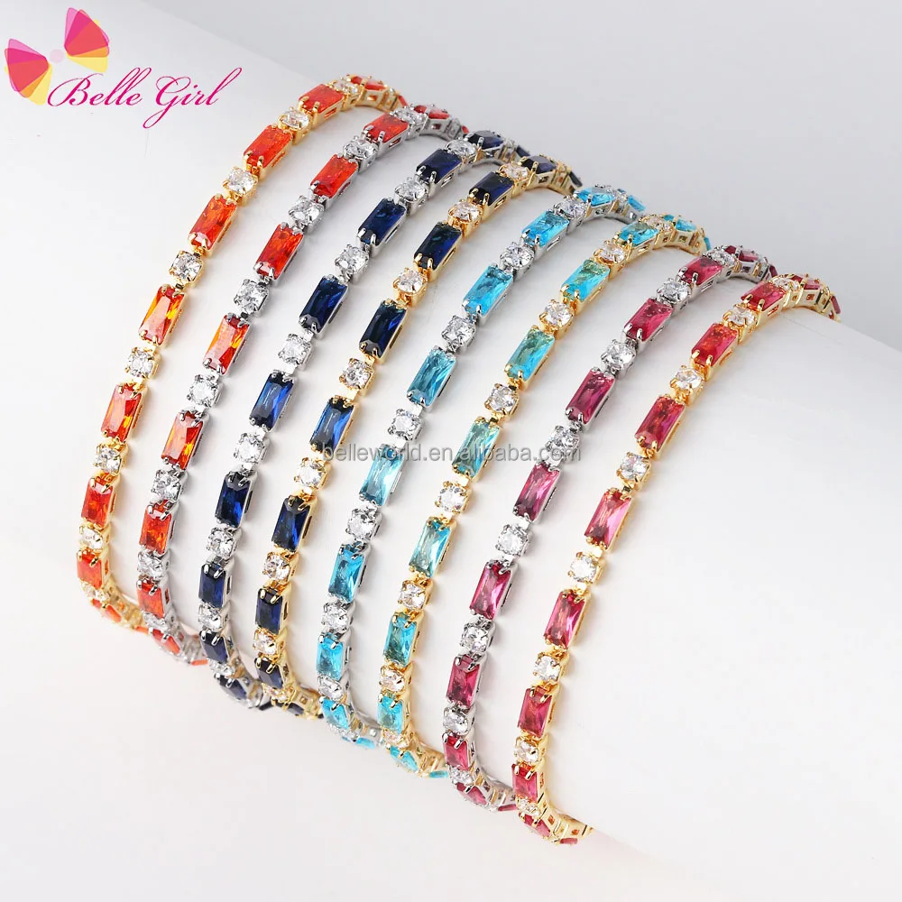 BELLEWORLD personalized 2024 luxury jewelry collection shiny stone hand bracelets for women multi colour crystal zircon bracelet