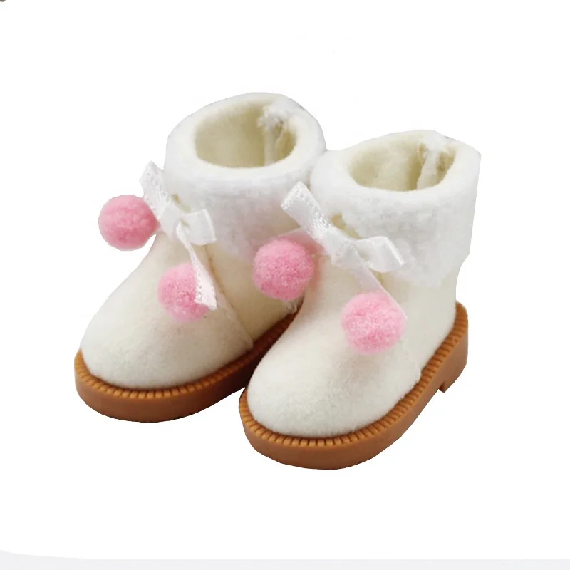 Wholesale Classic Plush Sheepskin Lightweight Flexible Soft Sole Mini Fluff Quilted Blyth Doll Snow Boots