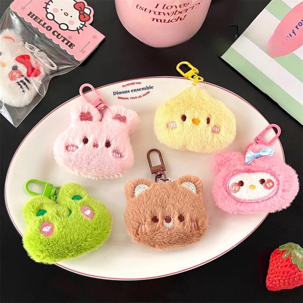 Kawaii Plush Cartoon Stuffed Keyring Toy Backpack Pendant Ornaments Bags Decor Rabbit Frog Doll Keychain