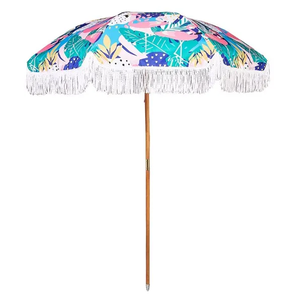 Parasol White Outdoor Beach Umbrellas Wholesale Beach Umbrella With Tassels Fringe