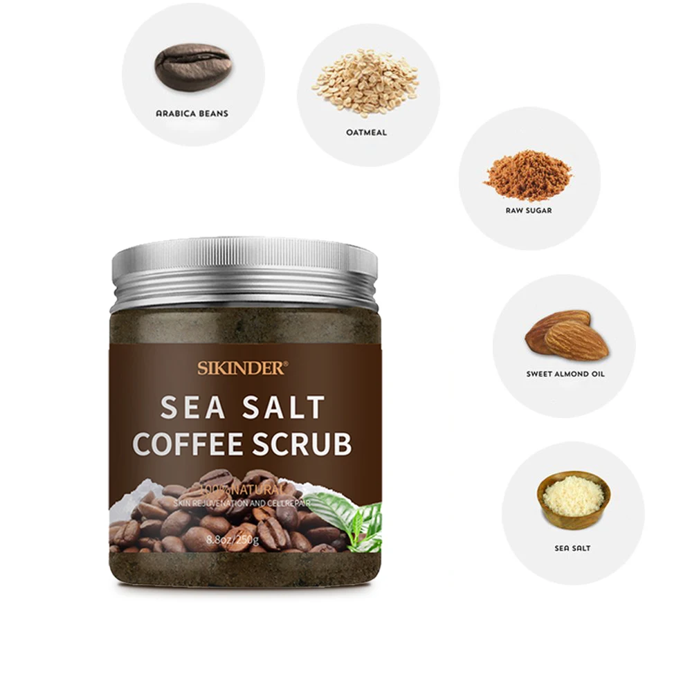 100% pure sea salt for skin care moisturizing coffee scrub
