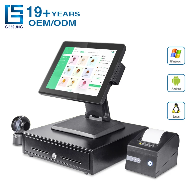 Carav 15 Inch+9.7 Inch Capacitive Touch Screen Monitor Cash Register Point of Sale Pos System