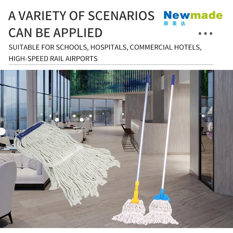 Heavy Duty Commercial Grade Blue Cotton Looped End Wet Industrial Cleaning Mop Head Refills String Mop Heads Replacement