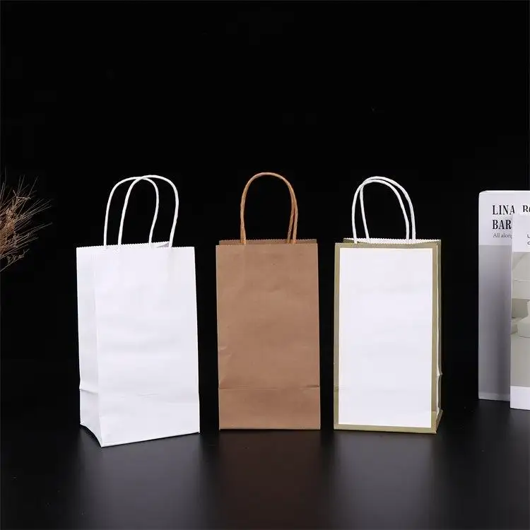 Customized printed logo kraft paper packaging bag gift crafts shopping biodegradable paper bag with handle