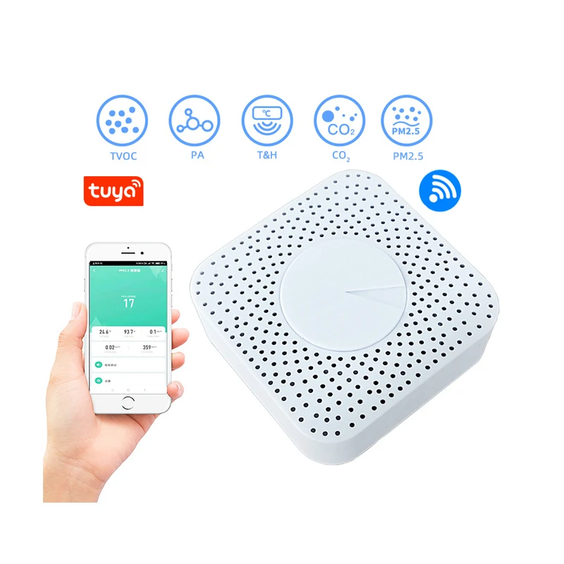 Смарт-детектор воздуха Tuya с Wi-Fi PM2.5 формальдегид CO2 датчик температуры и