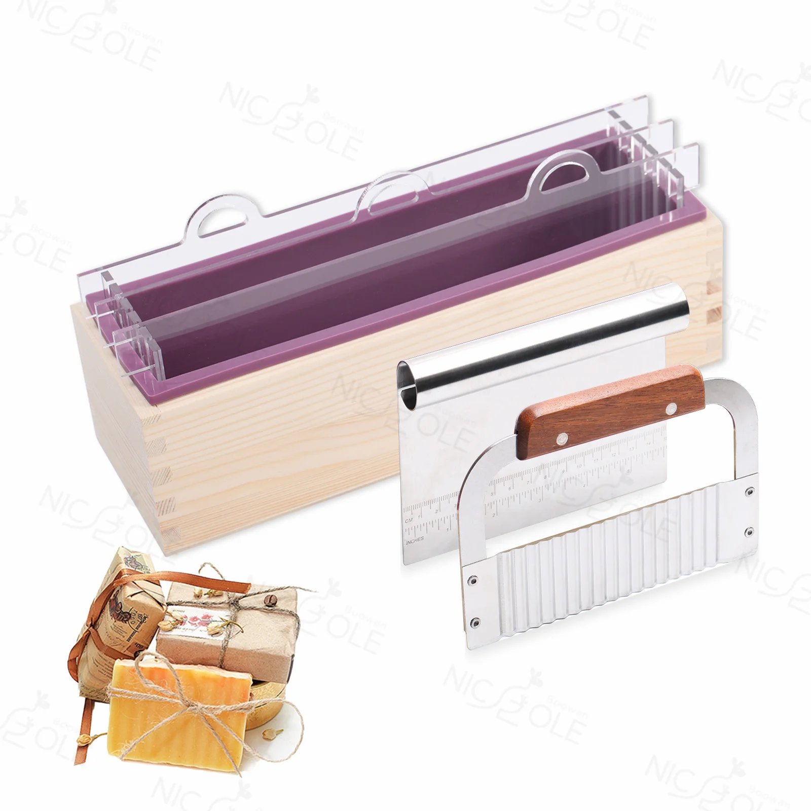 New Nicole Handmade Luxury DIY Soap Making Kit with Baffle Silicone Molds Soap Base Essential Oils Soap Making Tools