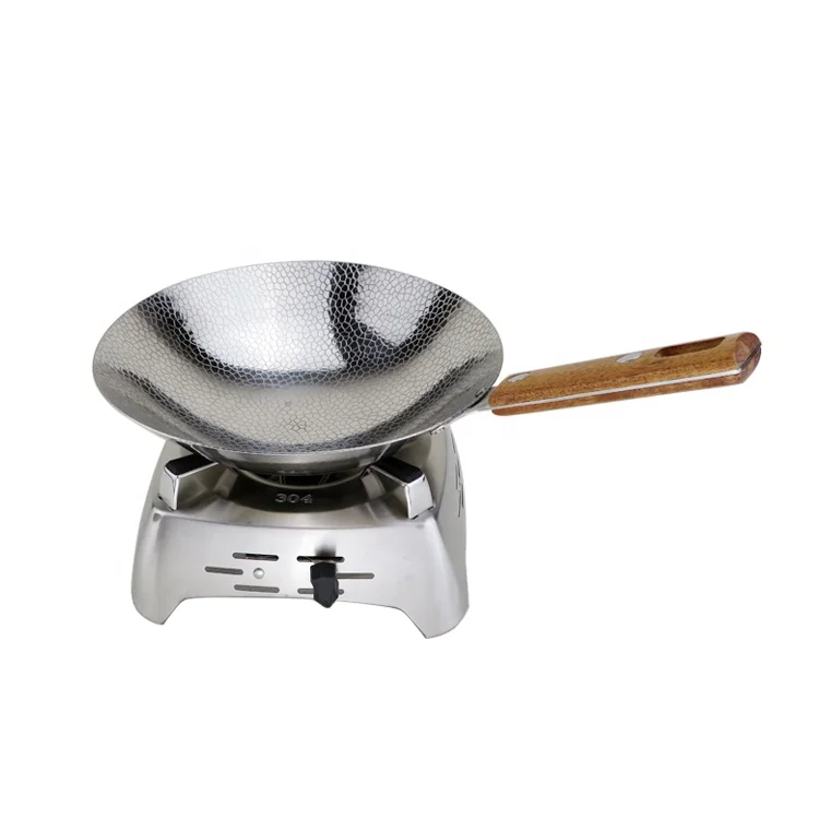 
Cooking pot with wooden handle for outdoors camping cooking food stainless steel thick non stick pot 