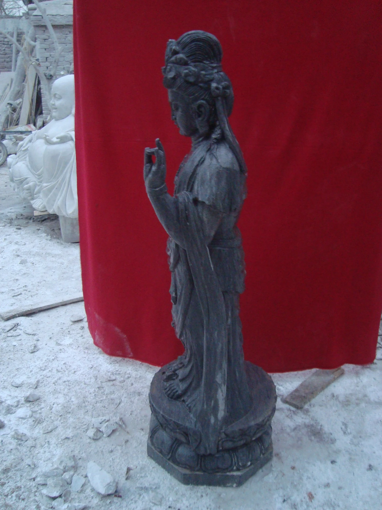 Customized Size Jade Stone Large Antique Guanyin Chinese Buddhism theme indoor decorative Natural Marble Guanyin buddha Statue