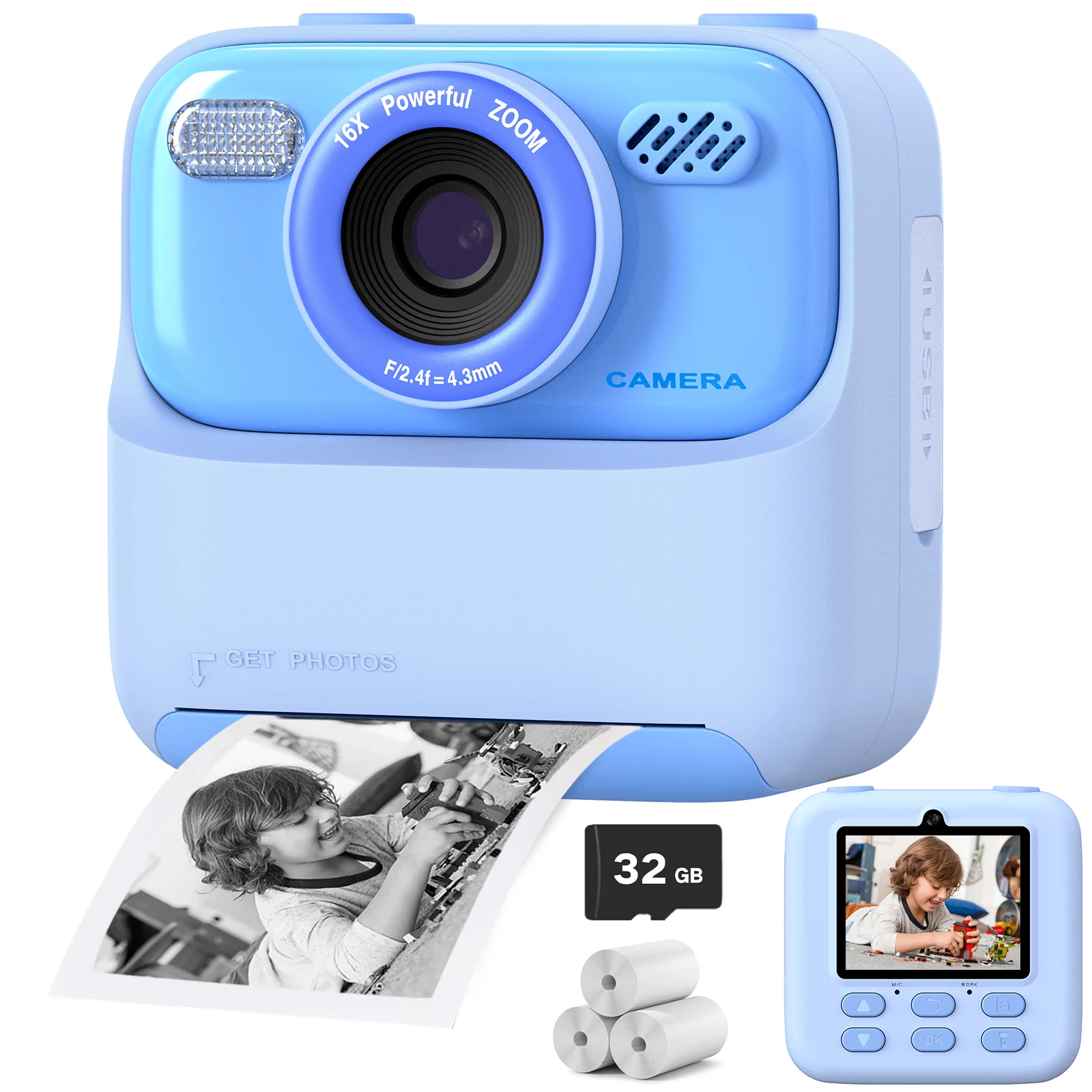 Free Printing Mini Digital Video Selfie Kids Instant Print Camera for Children Aged 3-12 For Toys Gift