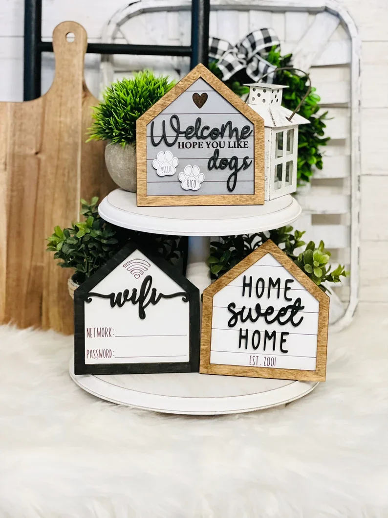 JUNJI Farm House Wall Arts Decoration Wood Wall Sign Blank Wood Sign For Home Decoration