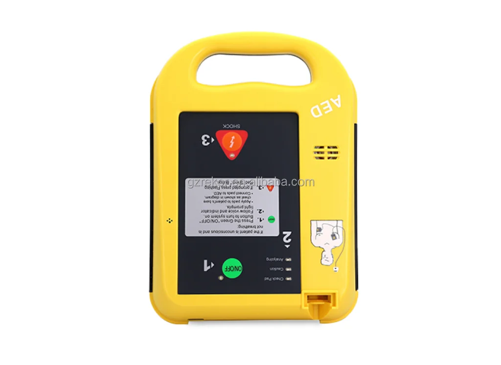 Portable aed Automatic External defibrillator monitor simulator machine trainer kit with pad and battery for first aid