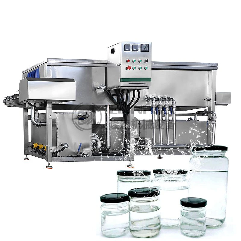 Tunnel type can washer chilli sauce bottle washing and drying