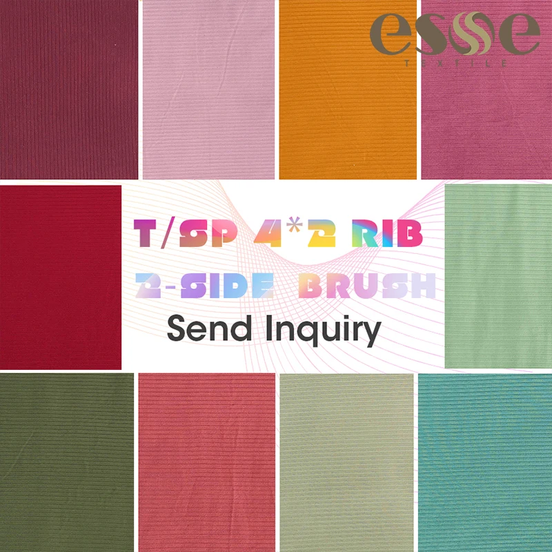 CHEAP DTY 4X2 RIB 2-SIDE BRUSH TELAS SOLID PLAIN DYED FABRIC FOR SWEATER TELA ELASTANE SPANDEX