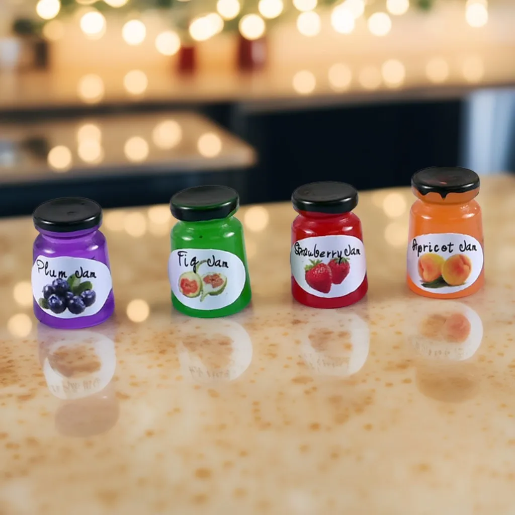100pcs/bag 3D Resin Fruit Jam Plum Strawberry peach Jars Cup Cabochon Dollhouse Miniature Simulation Food DIY Toy Doll House