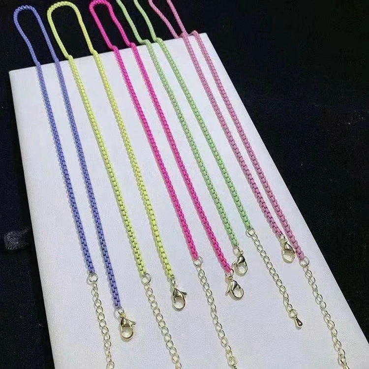 DIY Colorful Enamel Copper Brass Roller Chain Bracelet Necklace Box Chain Link Bulk Jewellery Handmade Jewelry Making