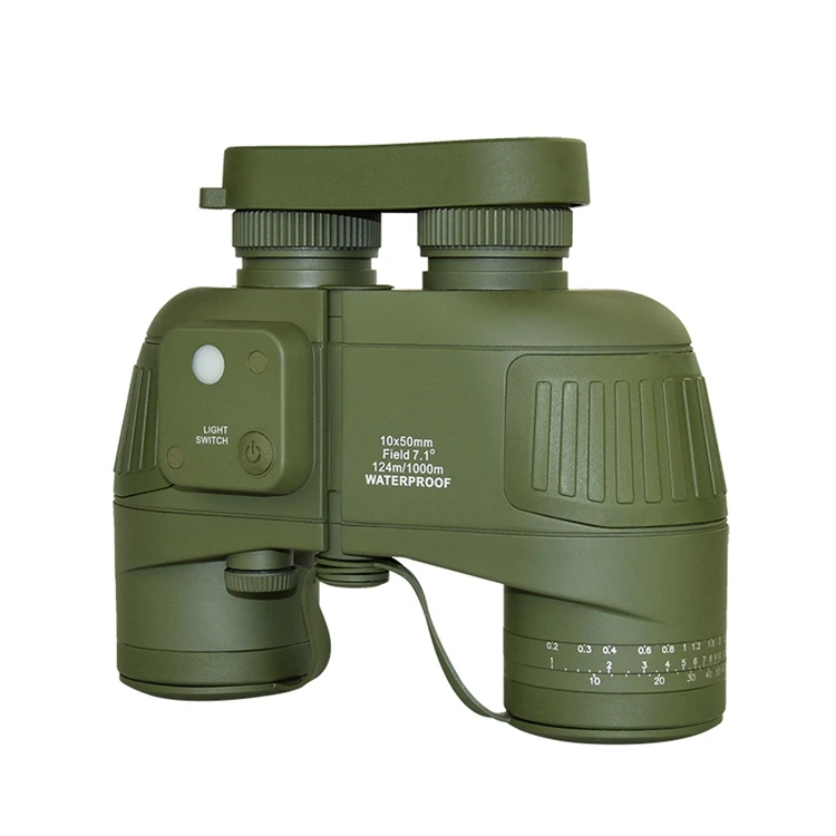 10x50 Binoculars Telescope BaK-4 Optical Grass Roof Prism High-Definition Waterproof Night Vision Ranging Compass Telescope