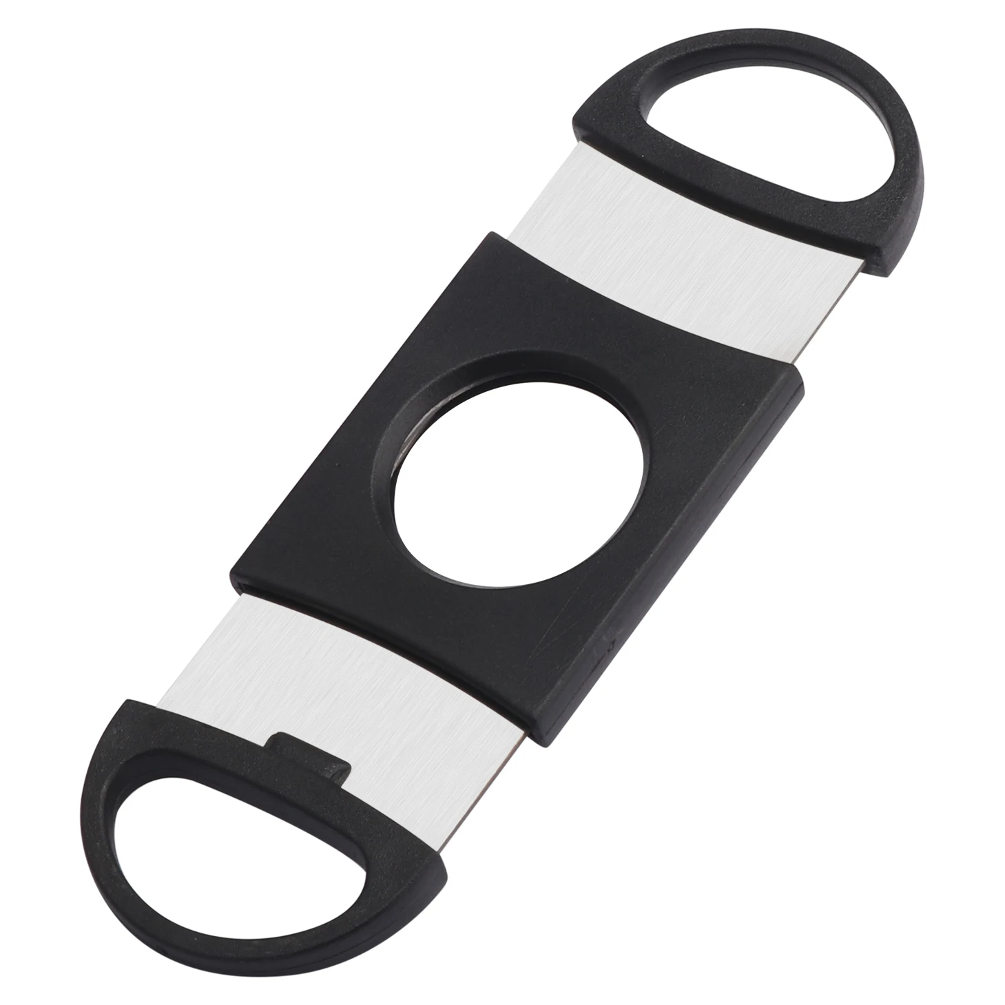 
Hot Sale Custom Logo Cigar Accessories Double Blade Black Table Top Guillotine Plastic Cigar Cutter 
