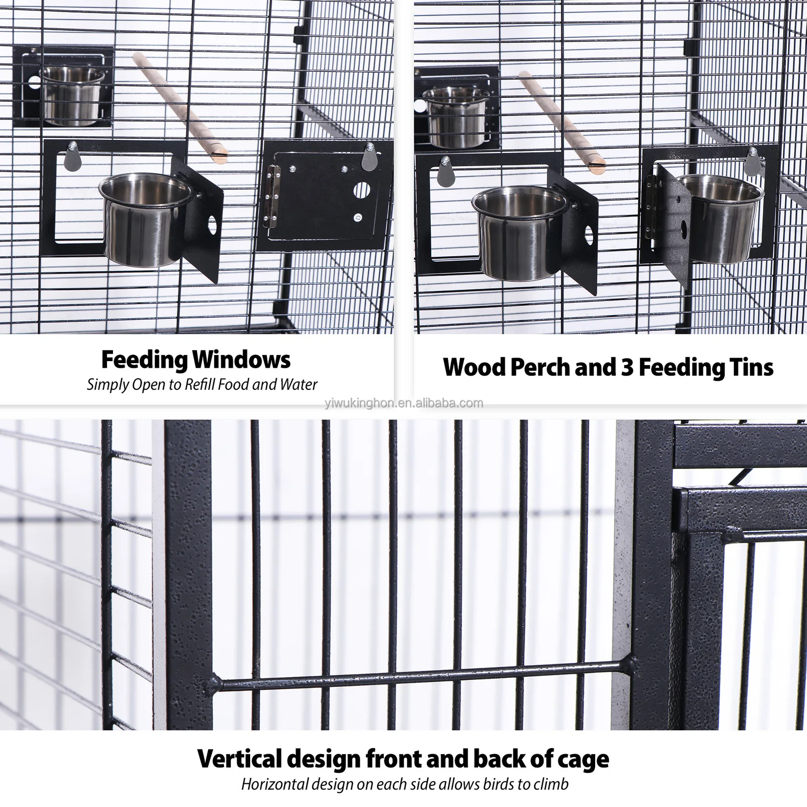 61-inch 2 in1 Large Playtop Parrot Chinchilla Finch Cage Macaw Conure Cockatiel Cockatoo Pet House Rolling Stand Iron Birdcage