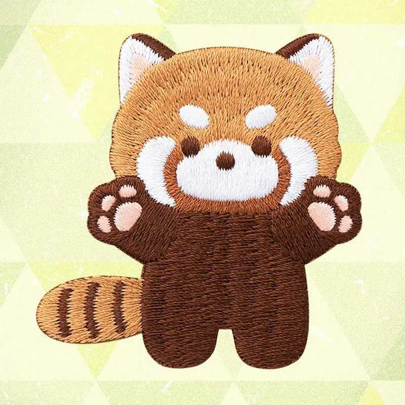 Cute cartoon animal patch custom kawaii accessories iron on patches embroidery red panda