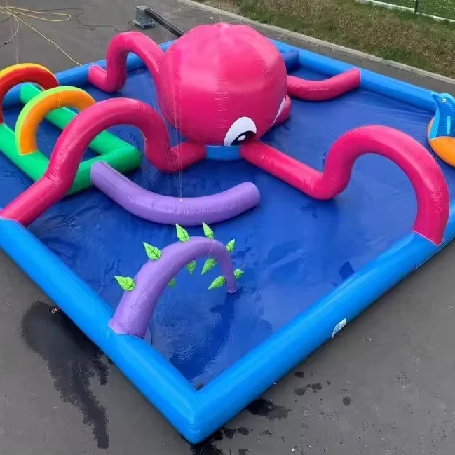 amusement  inflatable  water park games  with lagoons, splash wet obstacle course with pools, pit inflatable water slides rental
