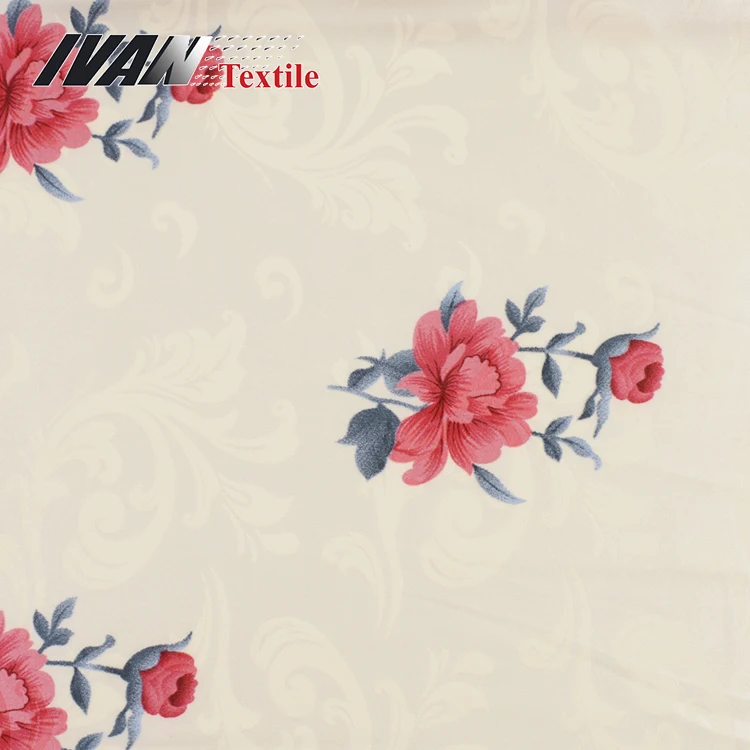 Stretch elegant 97% polyester 3% spandex woven sustainable flower soft floral print jacquard satin fabric for sleepwear