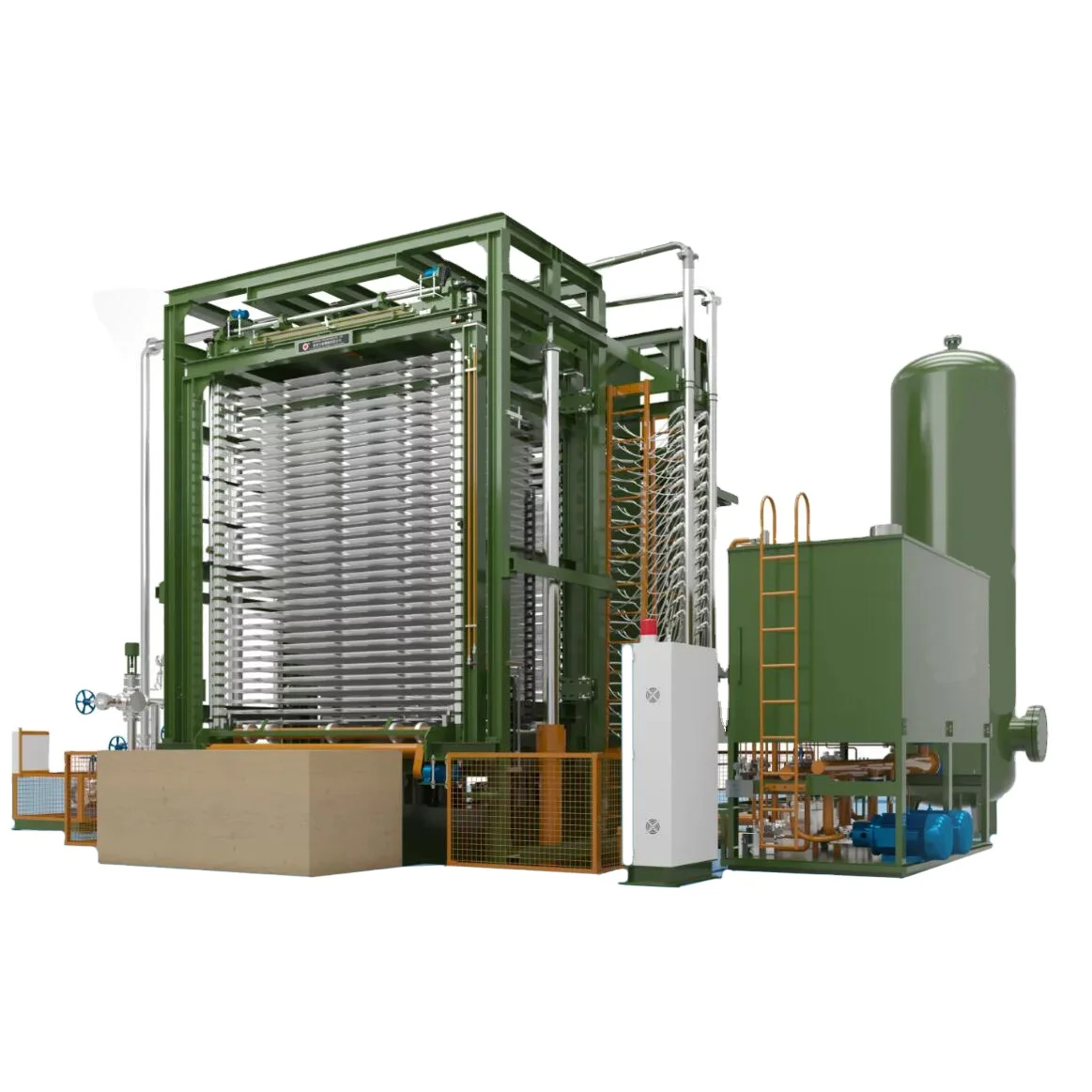 Plywood hot press with automatic loader and unloader