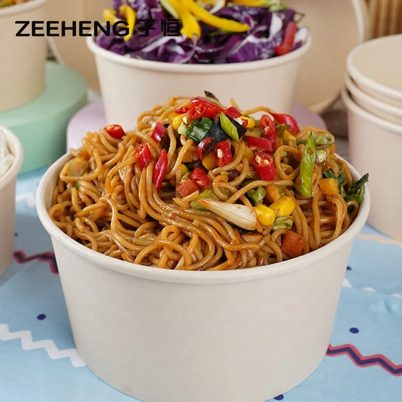 Eco friendly disposable bamboo pulp fiber paper bowls packaging for hot soup with lids