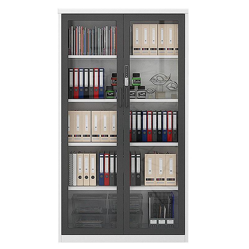 Manufactory 1800*1000*400 Glass Door Metal Shelf Steel Storage Book