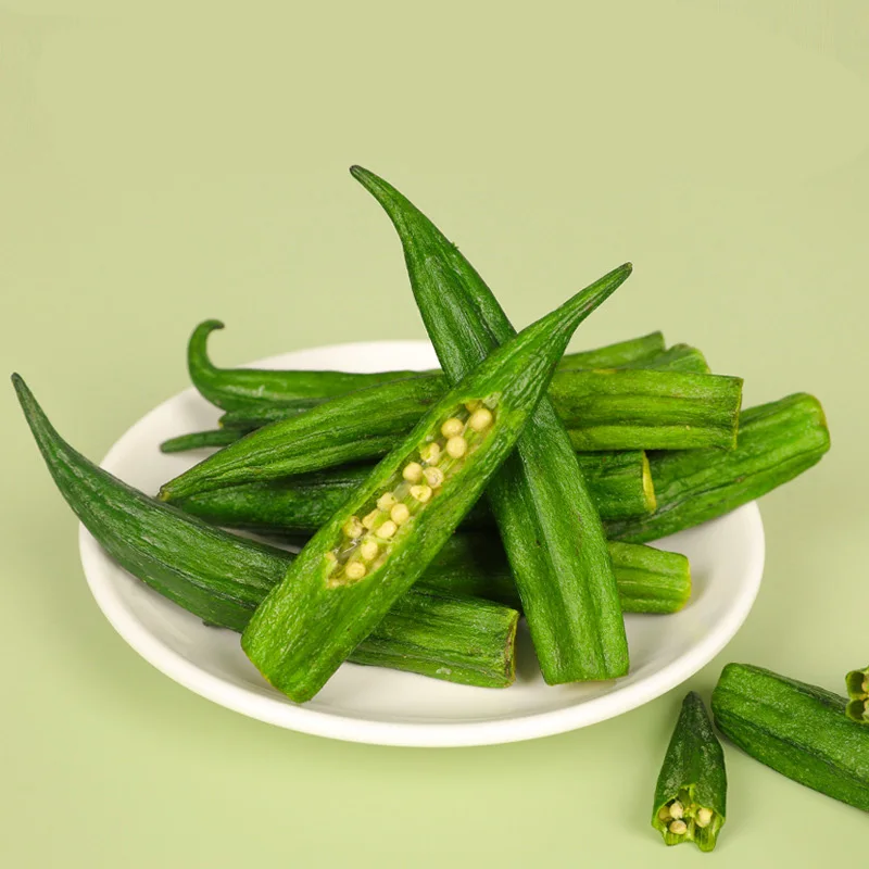 Factory Direct Sale Crispy Instant Freeze Dried Okra Snacks OEM/ODM Dry Okra With Seeds Vegetable for Soup