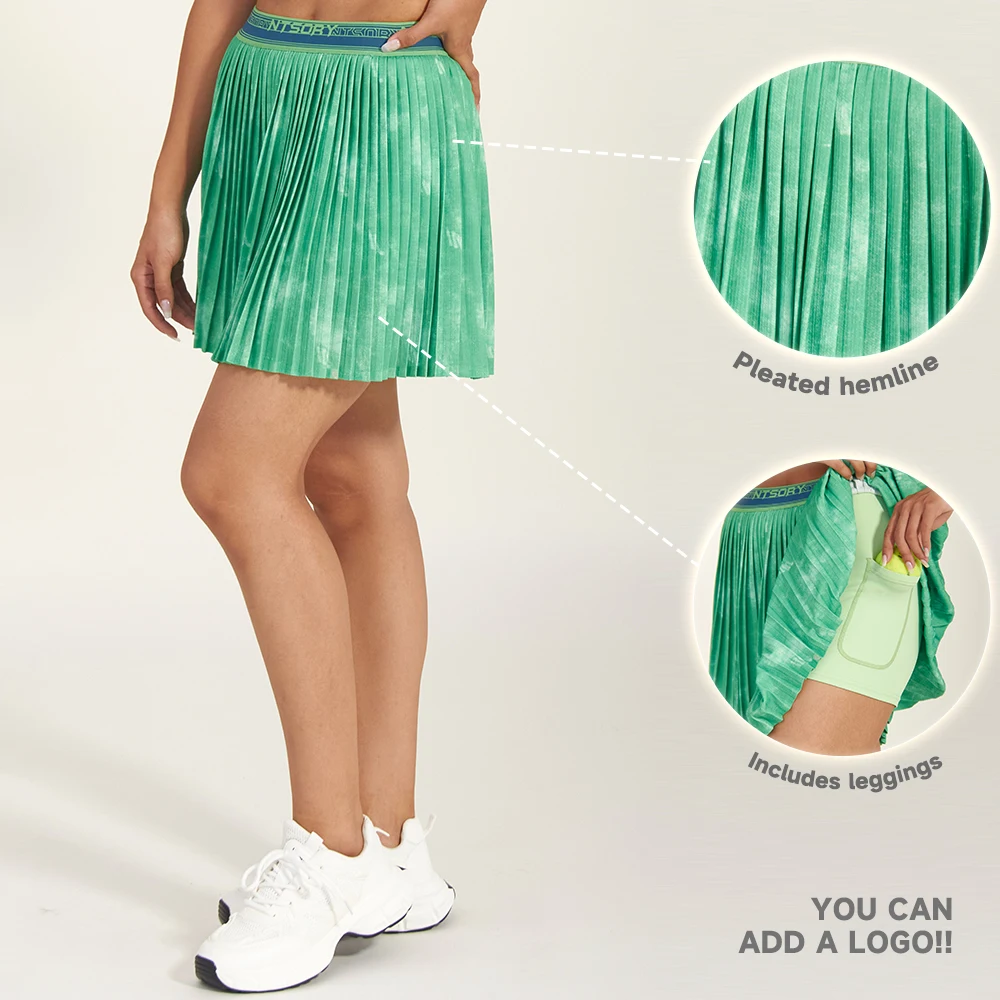 JIEJIN Custom Sports Fashion Gym Quick-Dry Pleated Pantskirt Golf Shorts Tie Dye Tennis Skirts For Women