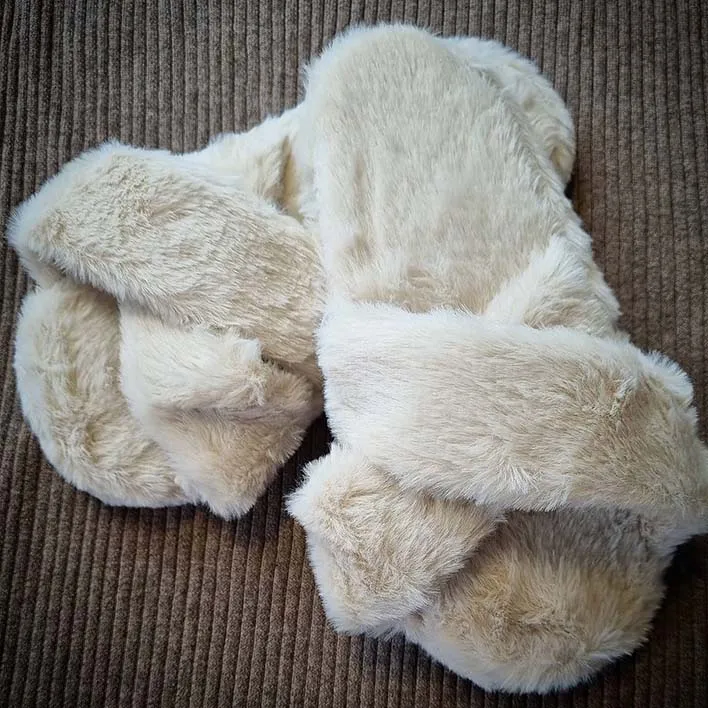 Popular slides sandals soft lamb fur slippers